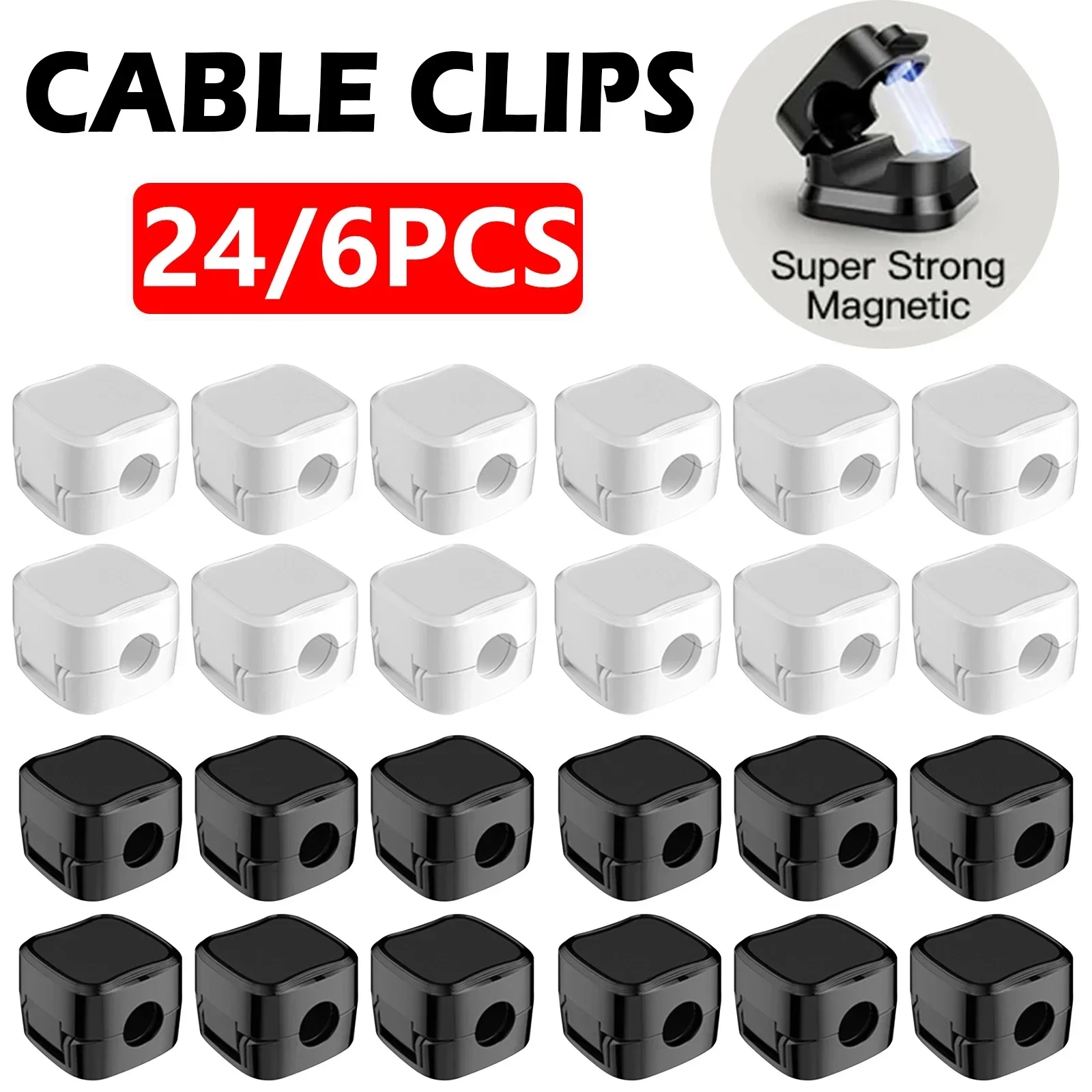 Cable Organizer Magnetic - 6/12/24 قطعة منظم الكابلات المغناطيسية كليب