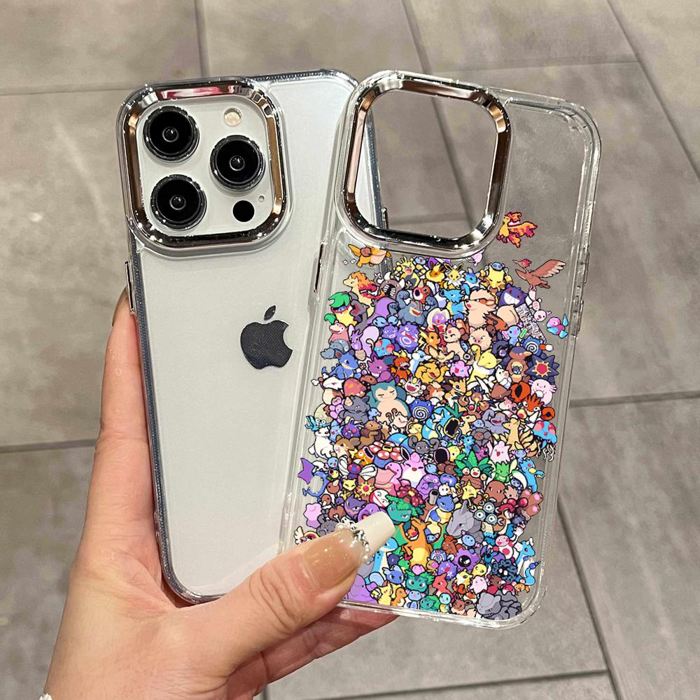 Y2K Phone Accessories - غطاء هاتف شفاف بتصميم كرتوني لطيف