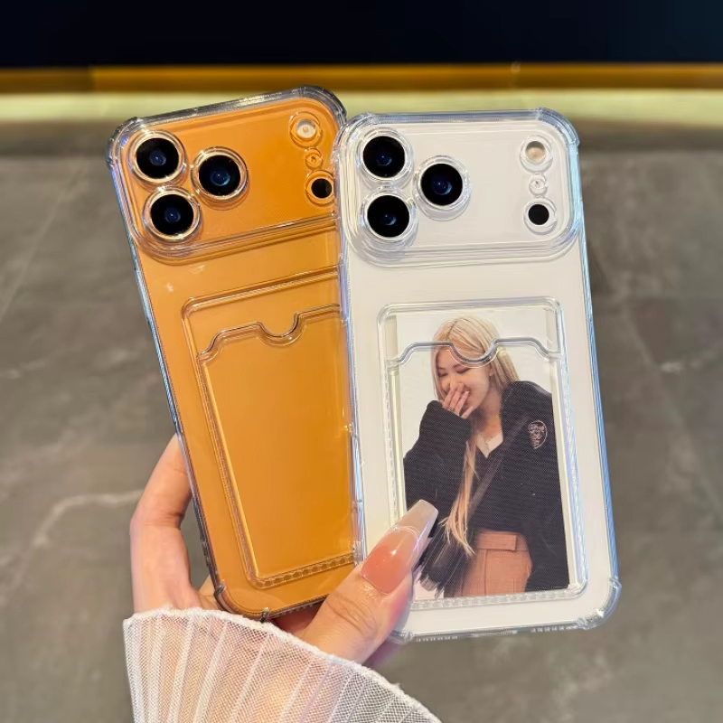 Quality Phone Accessories - غطاء شفاف مع فتحة للبطاقات لهواتف