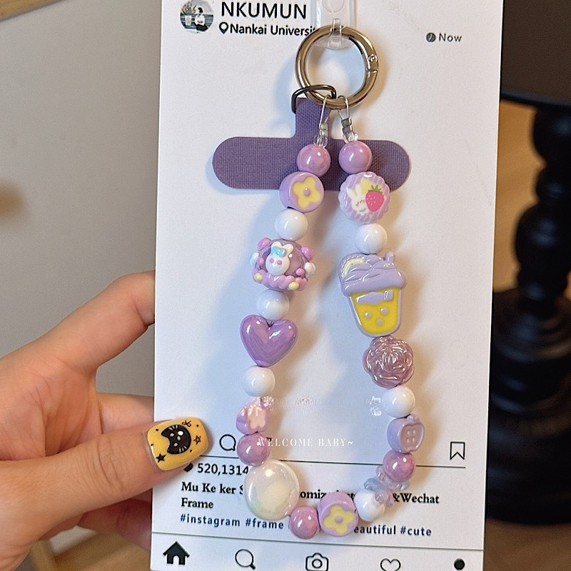 Phone Accessories Ideas - سلسلة هاتف ملونة بخرزات على طراز