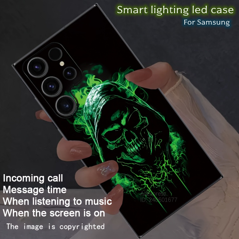 Led Flash Case - الأخضر الفن الجمجمة فلاش الحال بالنسبة