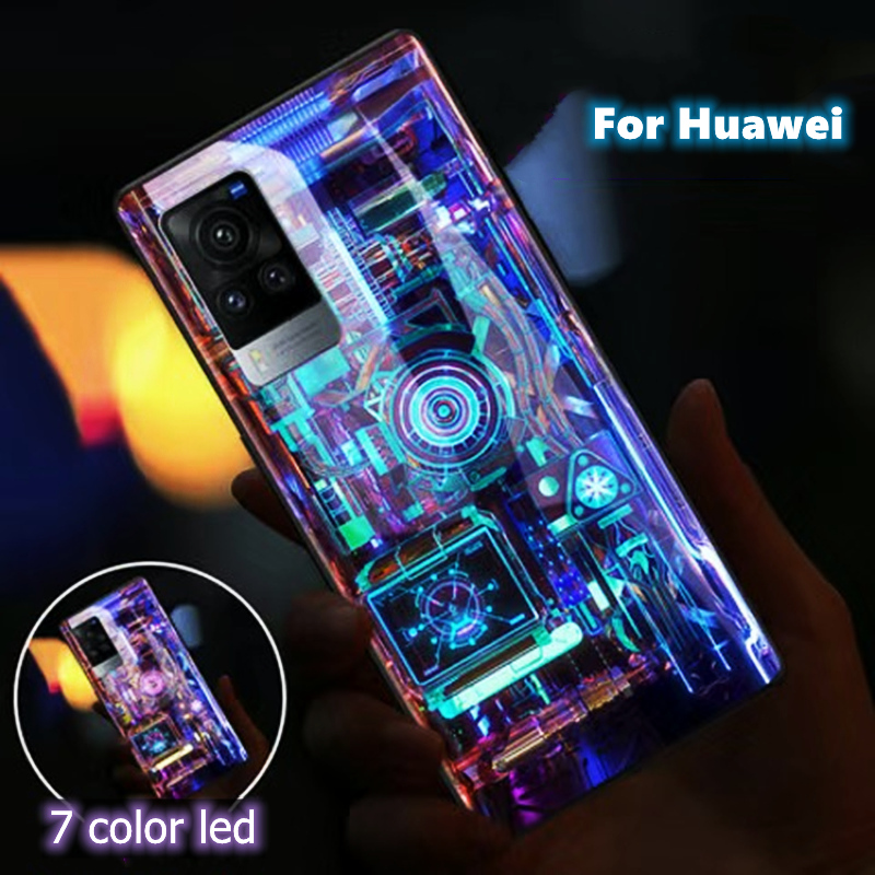 Led Flash Case - جراب خلفي زجاجي Led لهاتف هواوي