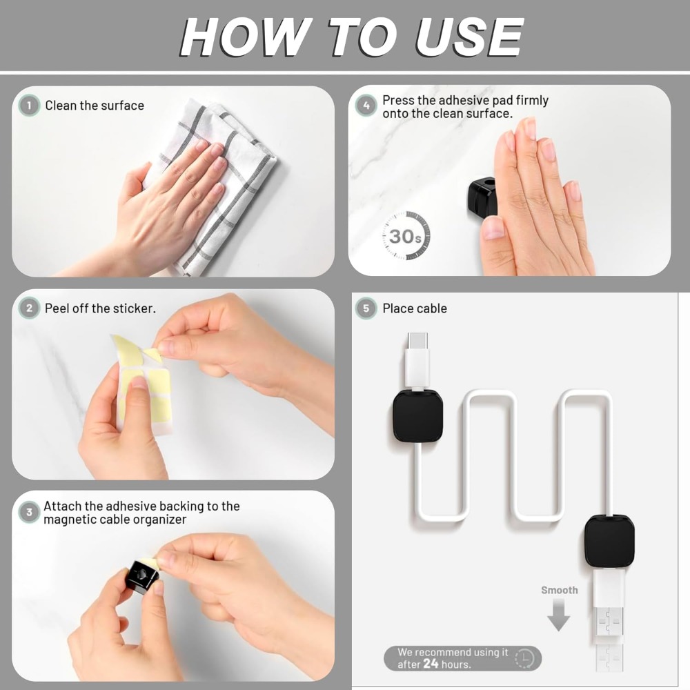 مشابك كابلات مغناطيسية لإدارة  - مراجعة Cable Organizer Magnetic وسعره