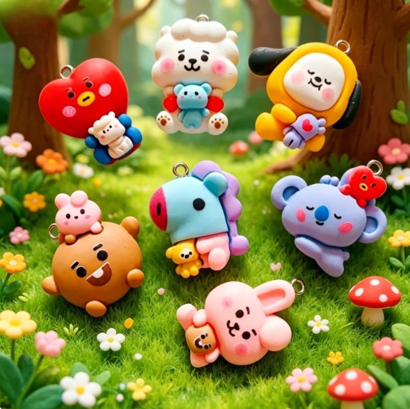 7 قطع من إكسسوارات BT21 الكرتو - مراجعة Phone Accessories Jewelry وسعره