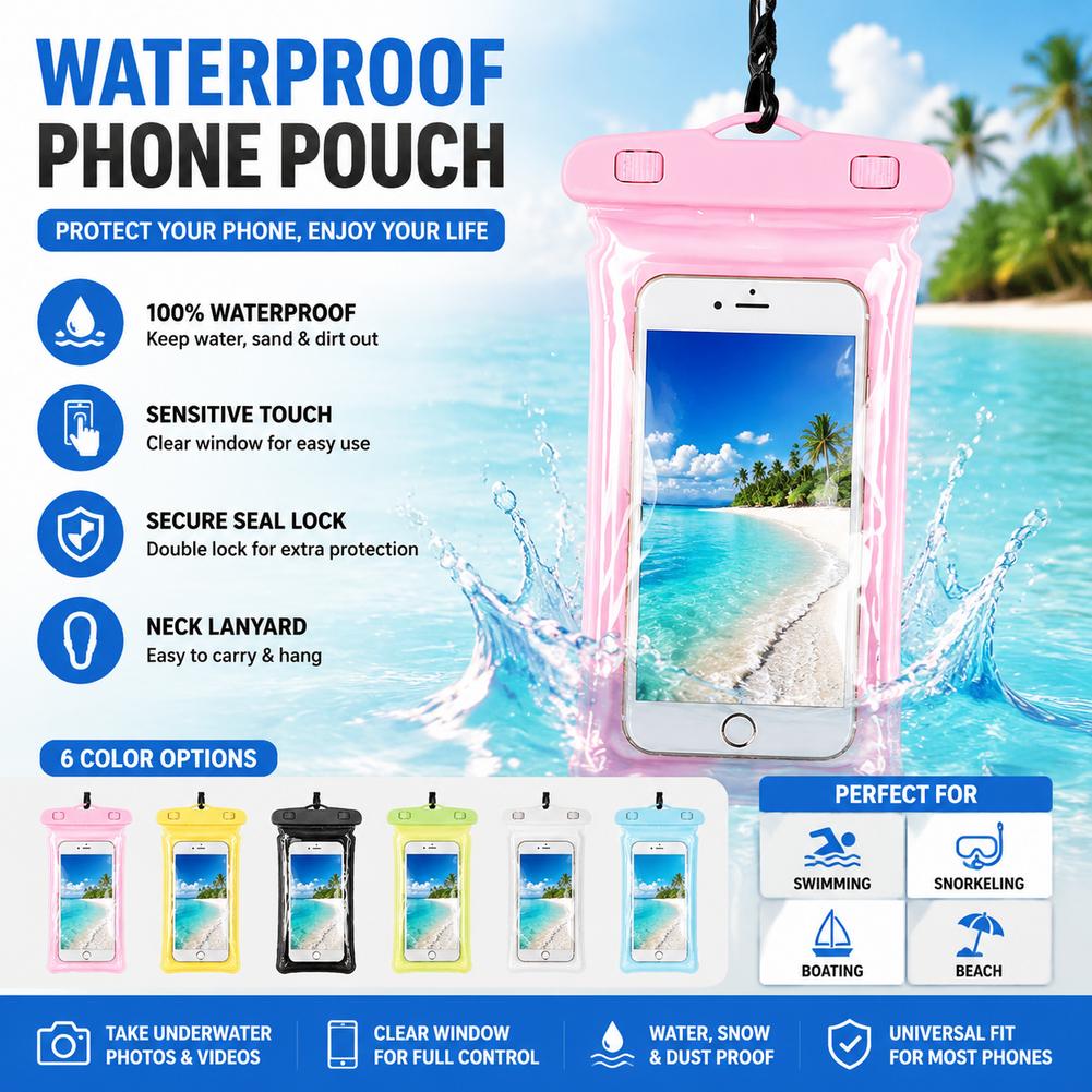 حافظة هاتف مقاومة للماء شفافة، - مراجعة Phone Accessories Pouch وسعره