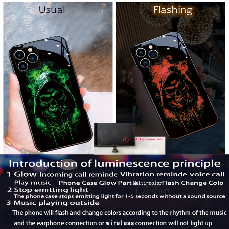 الأخضر الفن الجمجمة فلاش الحال - مراجعة Led Flash Case وسعره